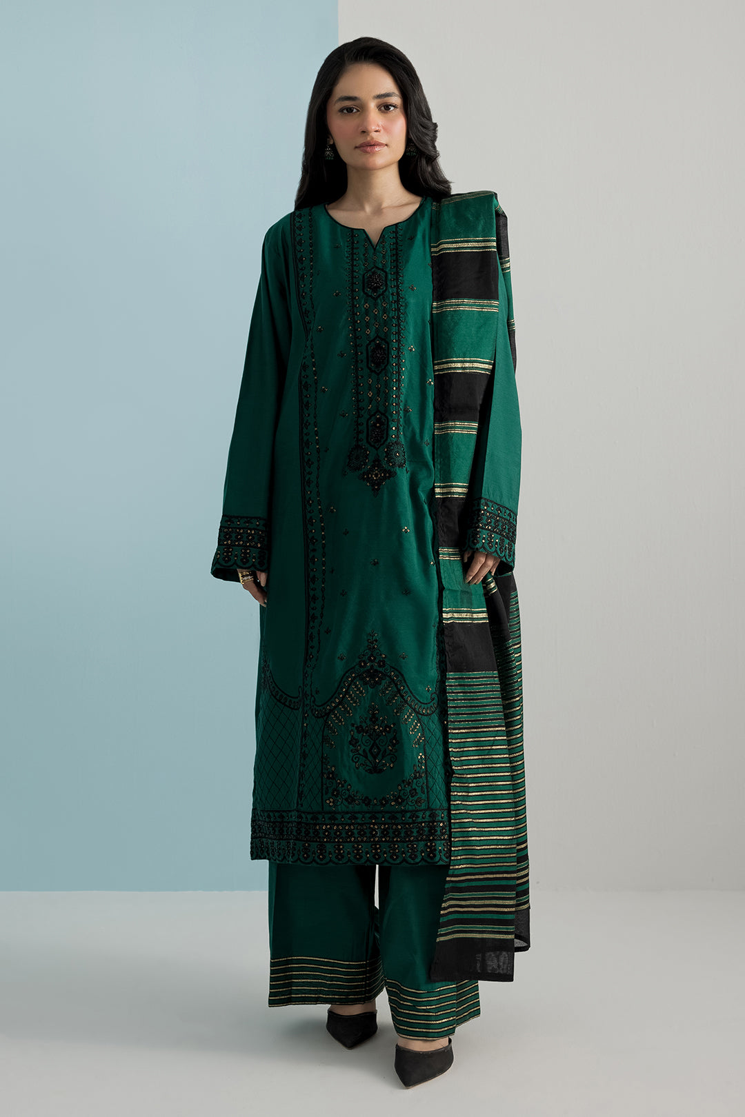Embroidered Kurta Dupatta Trouser - 2687