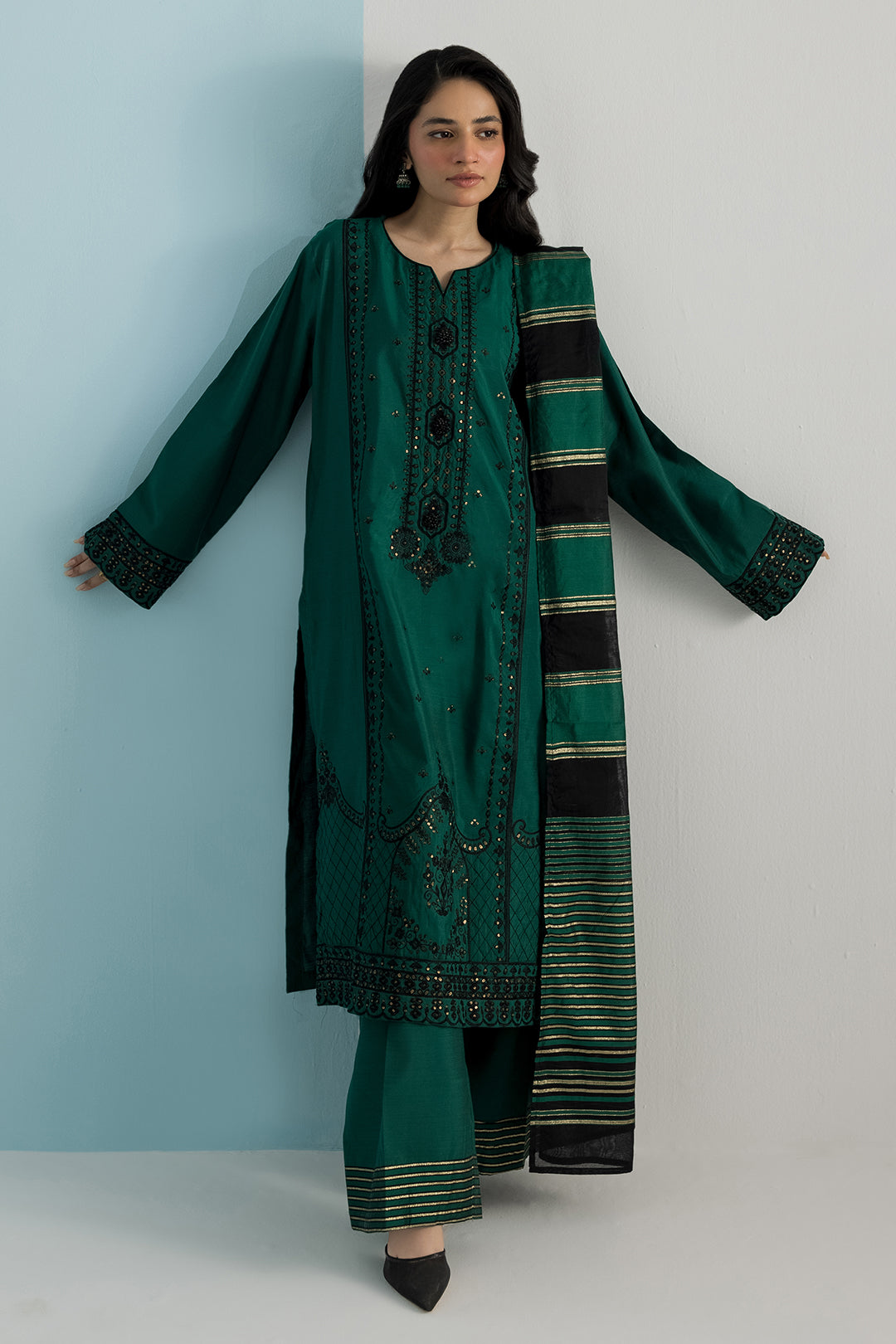 Embroidered Kurta Dupatta Trouser - 2687