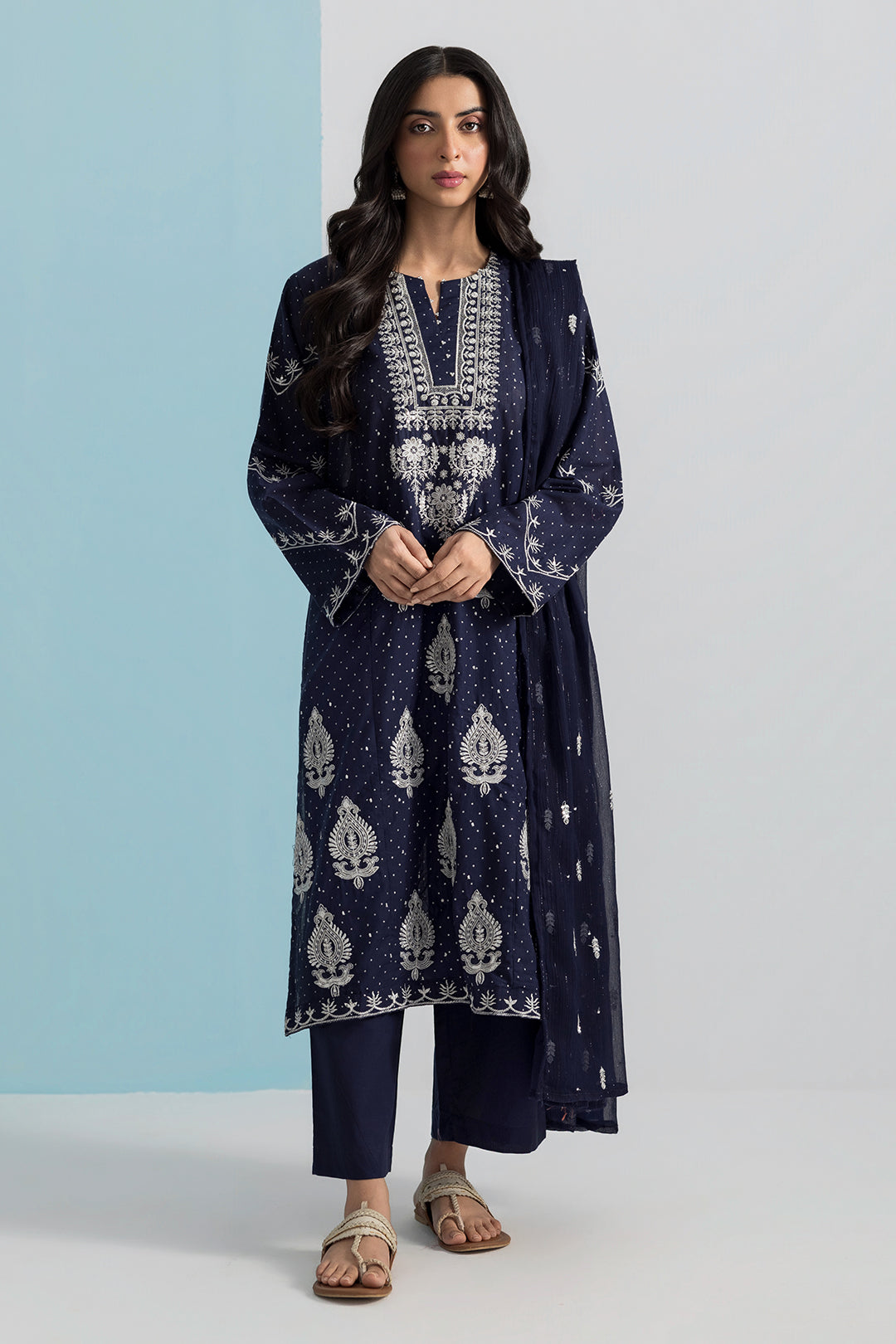 Embroidered Kurta Dupatta Trouser - 2688