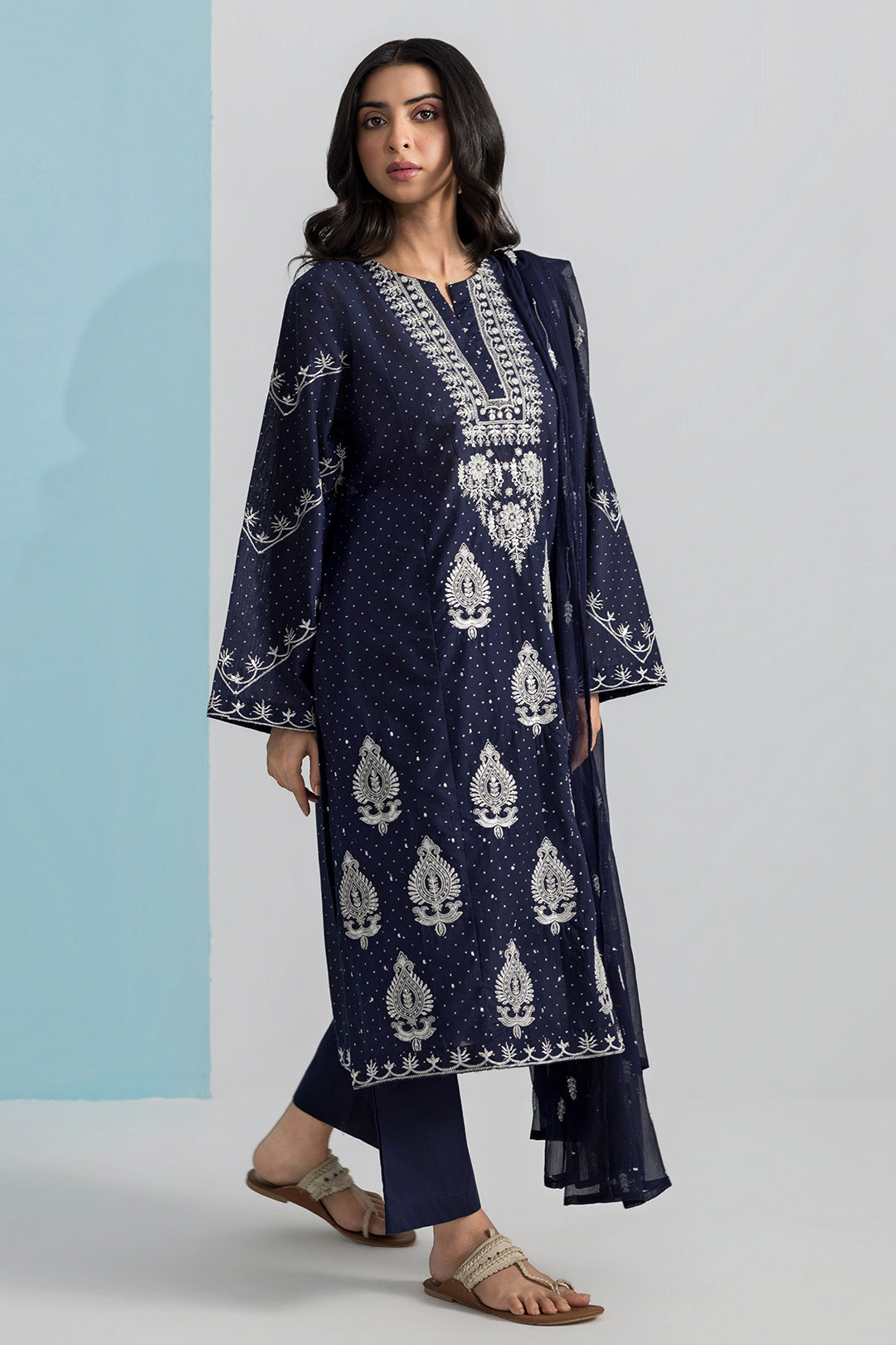 Embroidered Kurta Dupatta Trouser - 2688