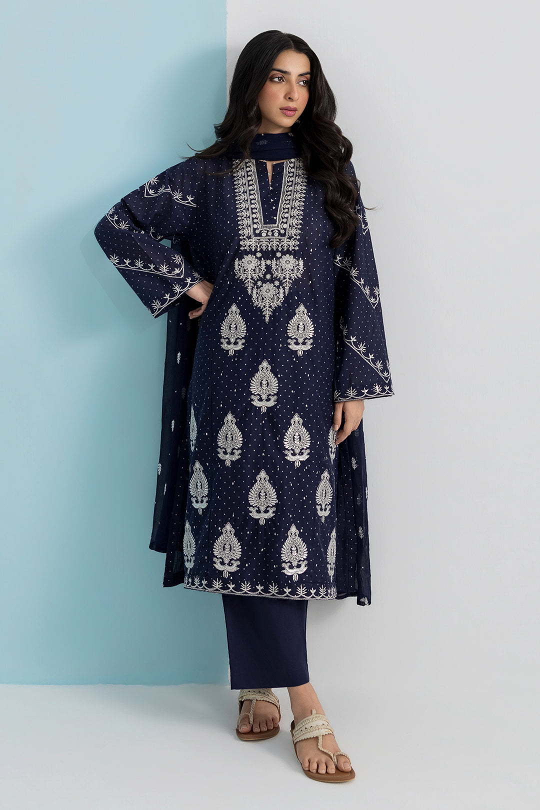 Embroidered Kurta Dupatta Trouser - 2688