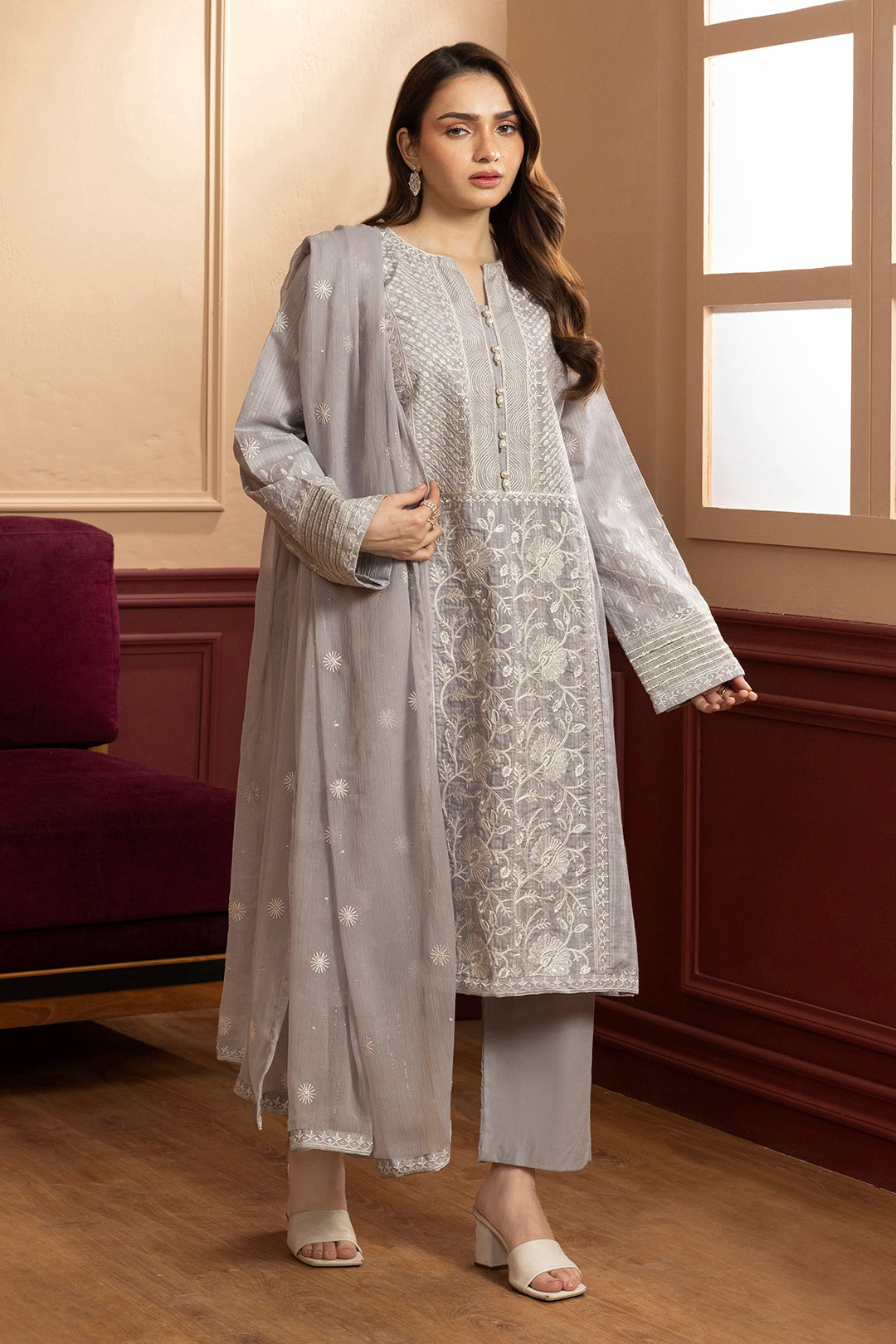 Embroidered Kurta Dupatta Trouser - 2689