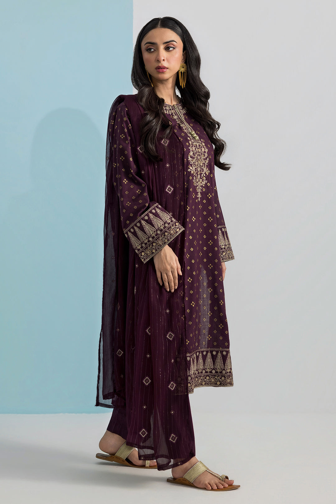 Embroidered Kurta Dupatta Trouser - 2691