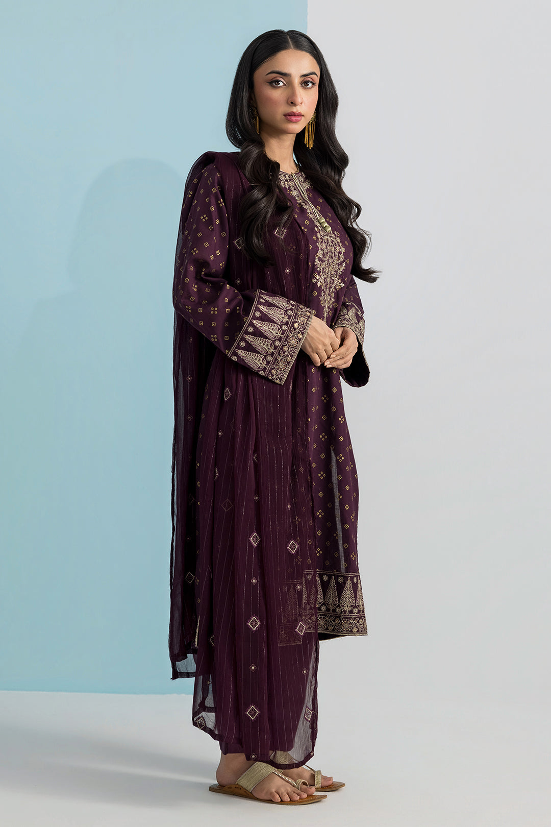 Embroidered Kurta Dupatta Trouser - 2691