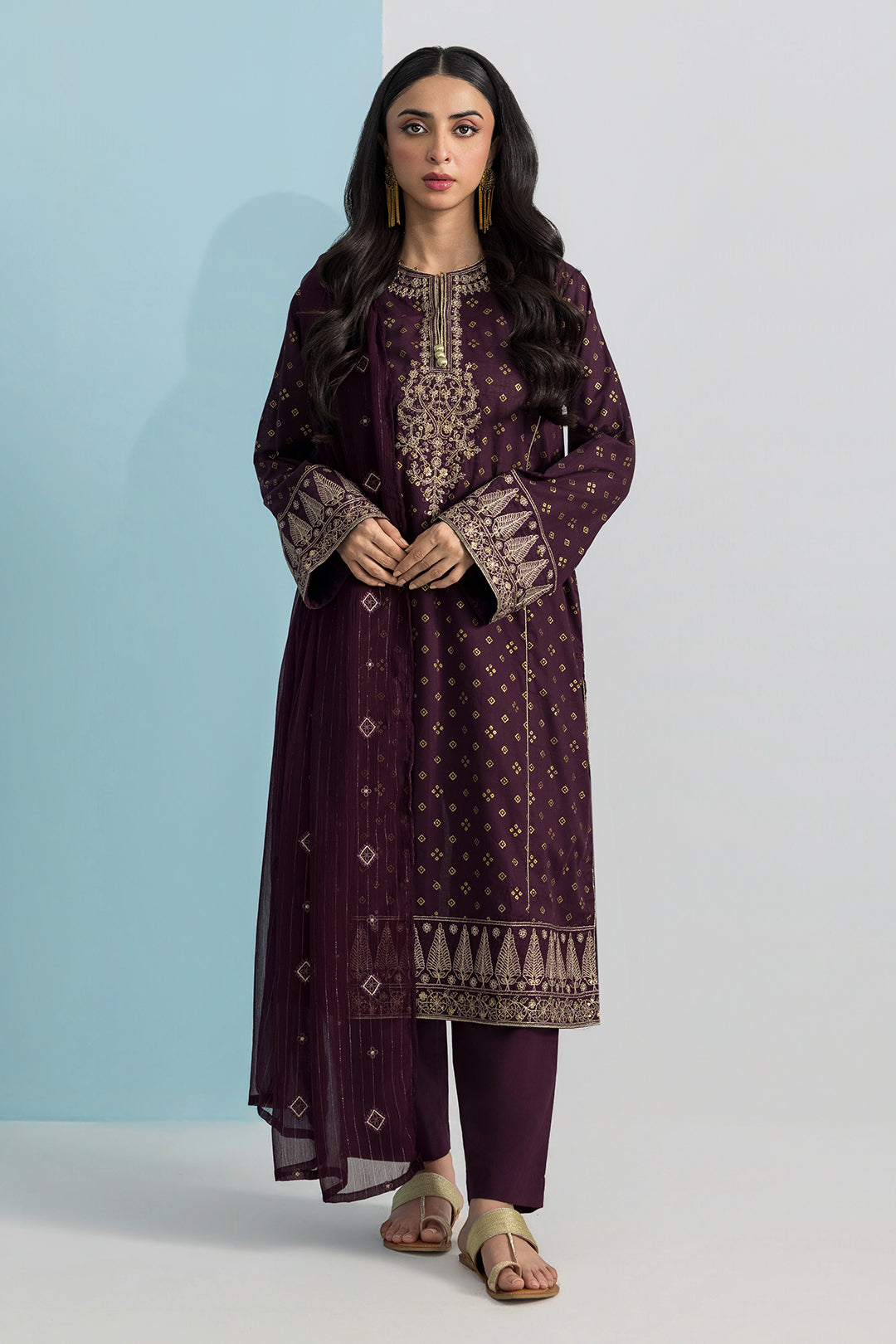 Embroidered Kurta Dupatta Trouser - 2691
