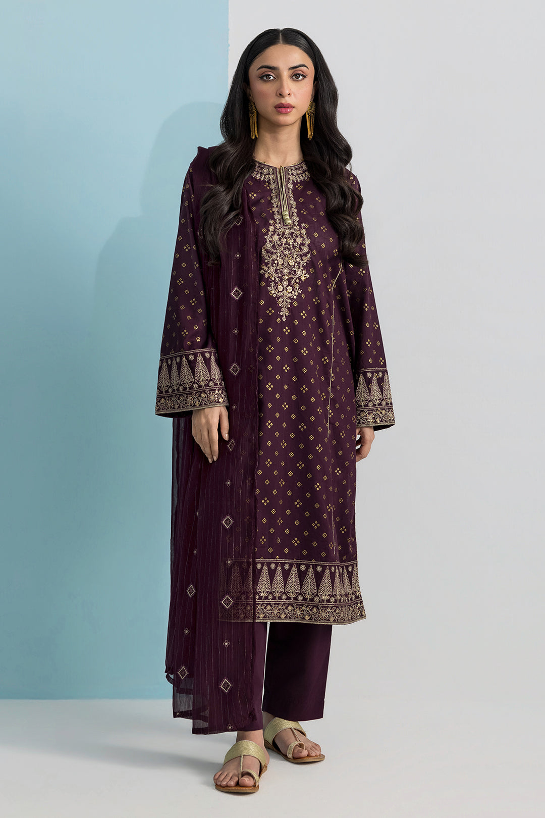 Embroidered Kurta Dupatta Trouser - 2691