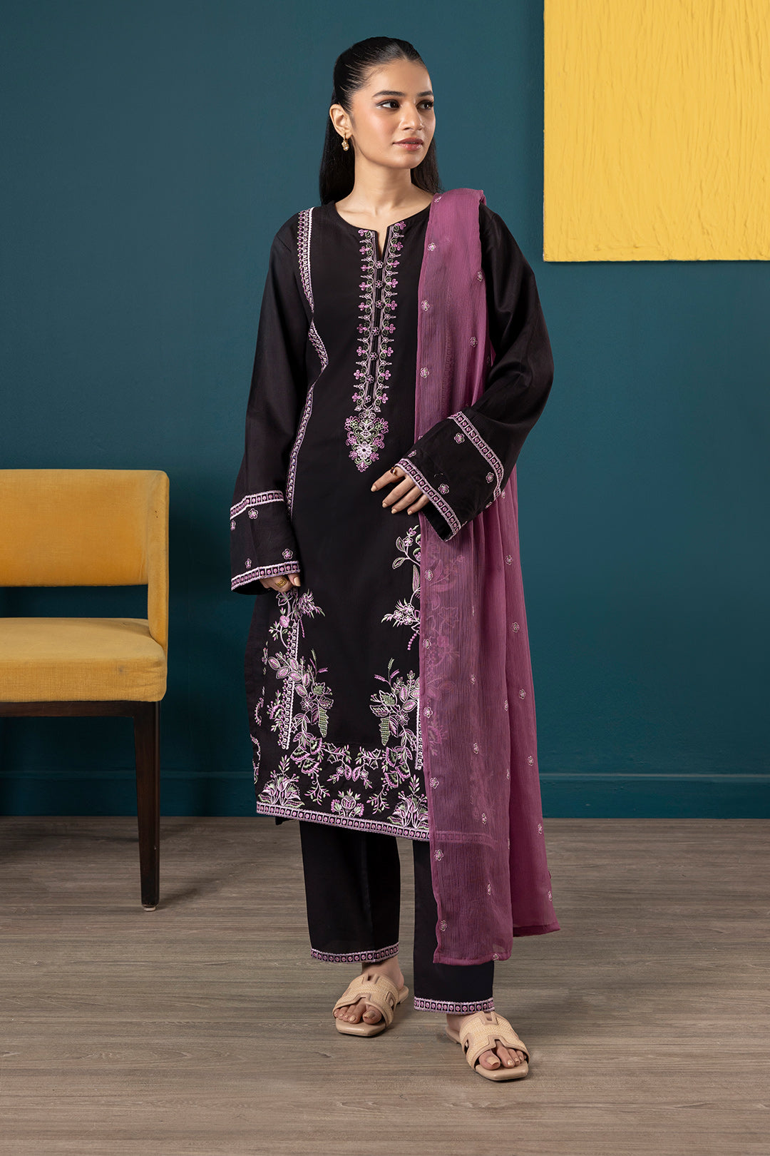 Embroidered Kurta Dupatta Trouser - 2834