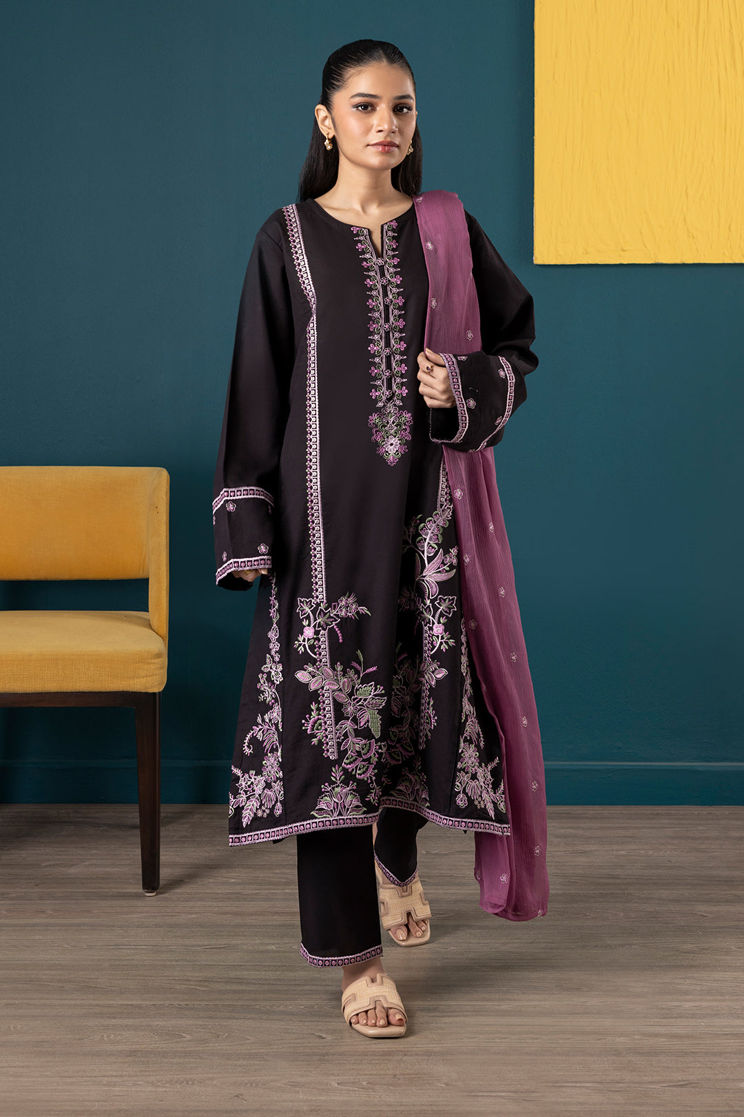 Embroidered Kurta Dupatta Trouser - 2834