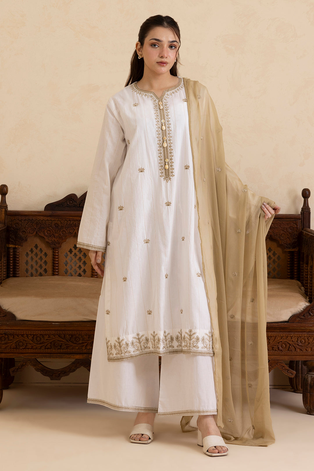 Embroidered Kurta Dupatta Trouser - 2835