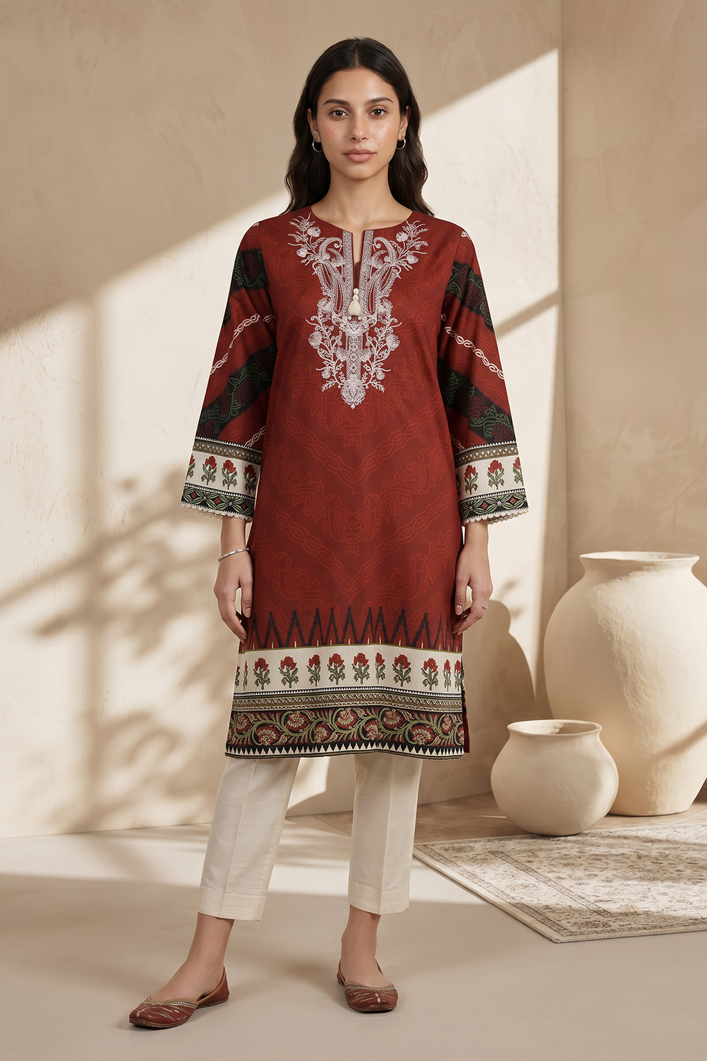 Embroidered Kurta - 2577