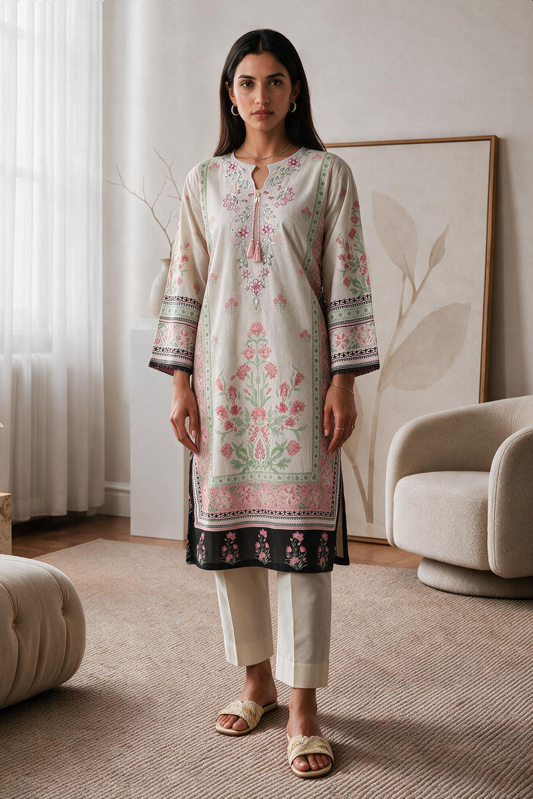 Embroidered Kurta - 2583