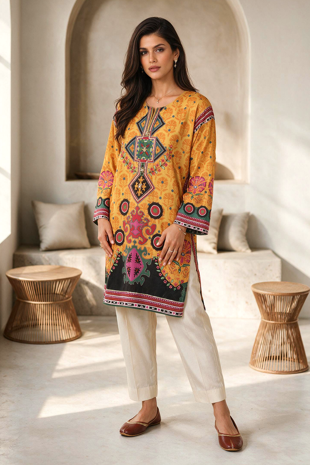 Embroidered Kurta - 3052