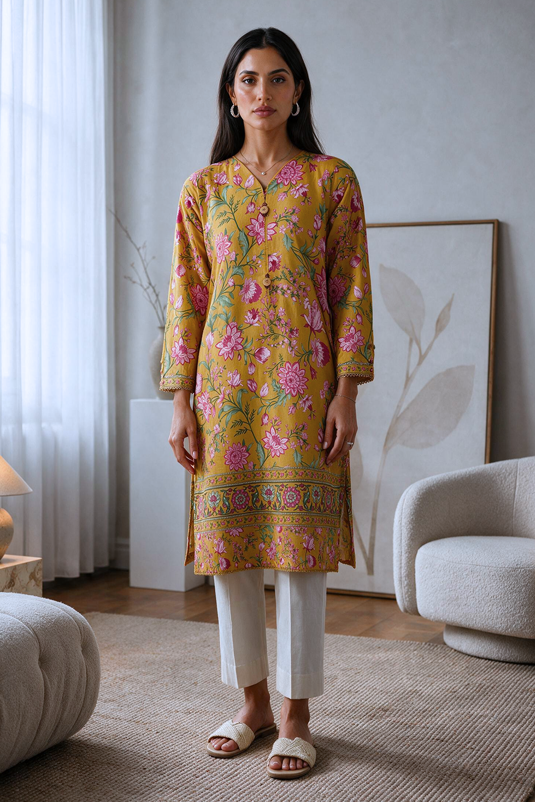 Embroidered Kurta - 3053