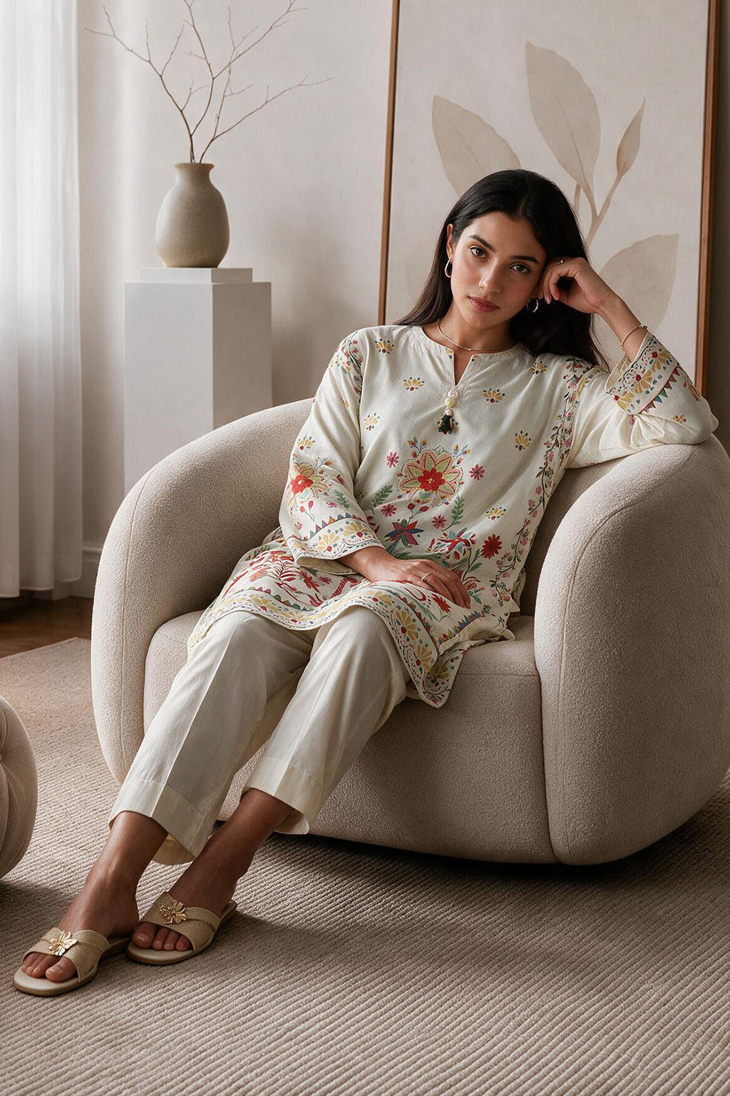 Embroidered Kurta - 3054