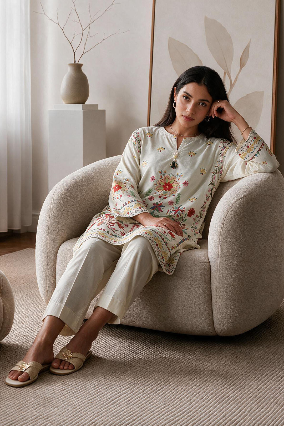 Embroidered Kurta - 3054