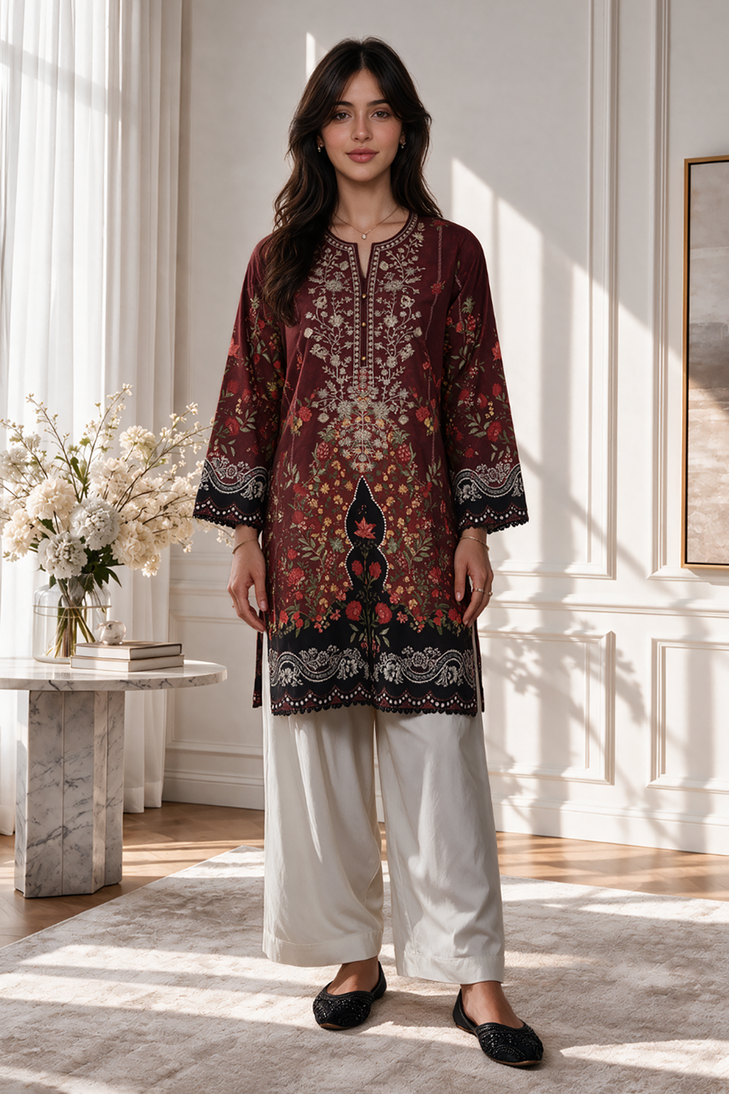 Embroidered Kurta - 3067
