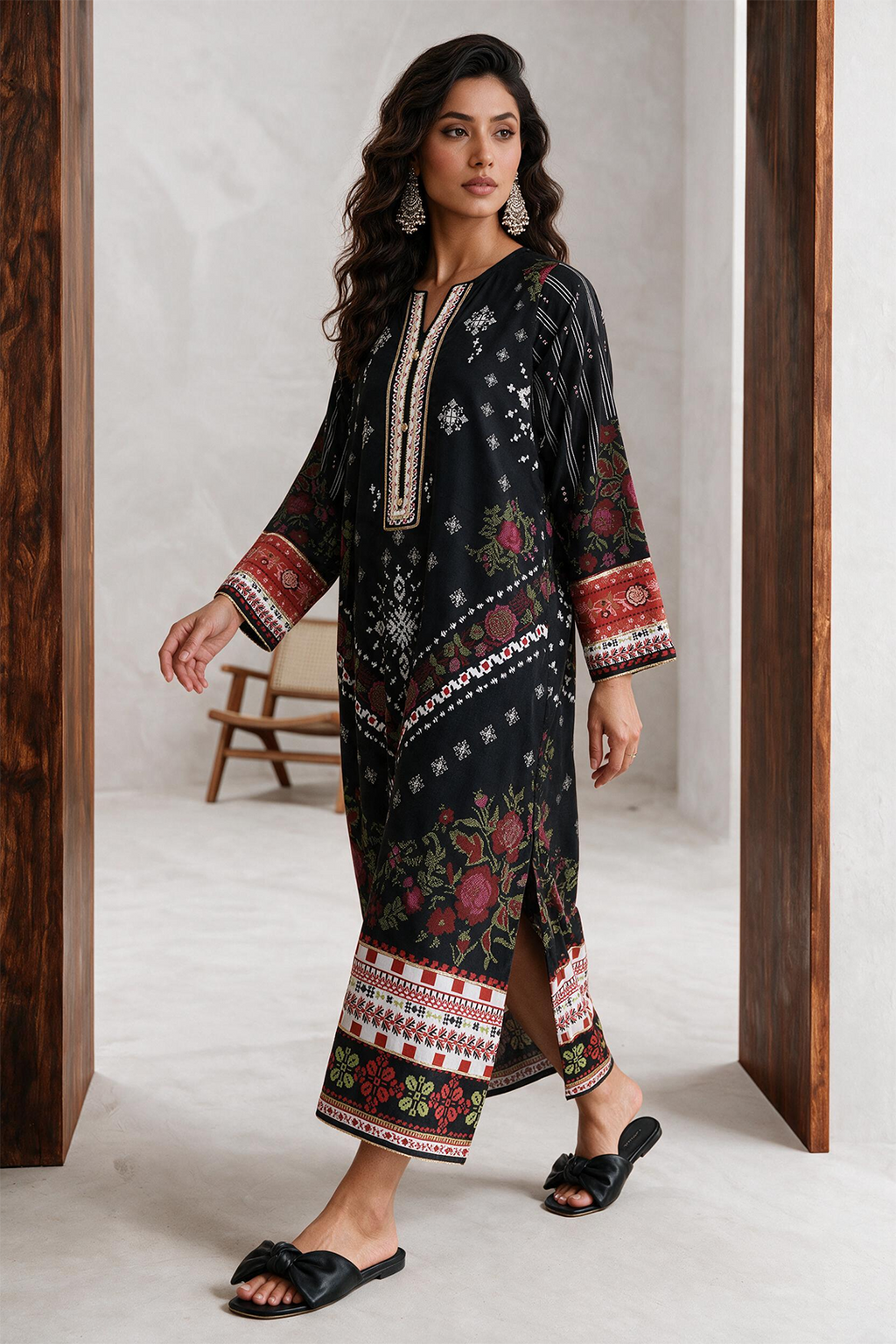 Printed Kaftaan Dress - 3083