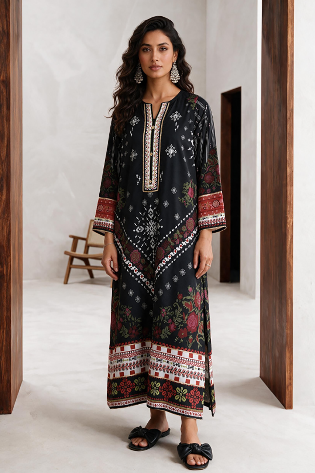 Printed Kaftaan Dress - 3083