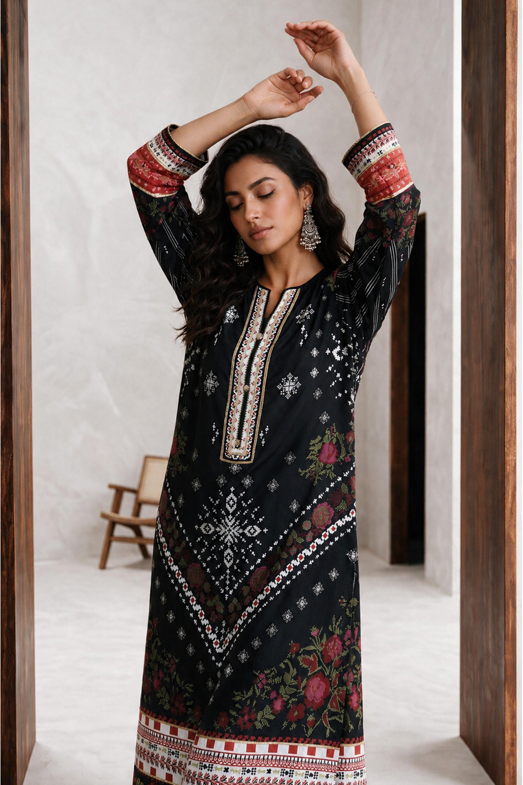 Printed Kaftaan Dress - 3083