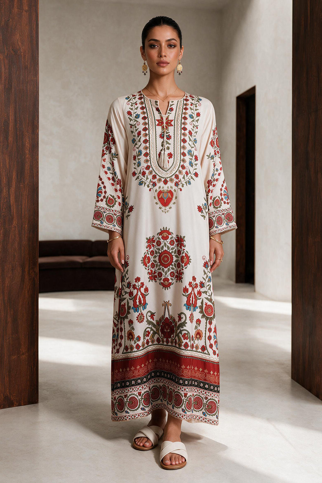 Printed Kaftaan Dress - 3077