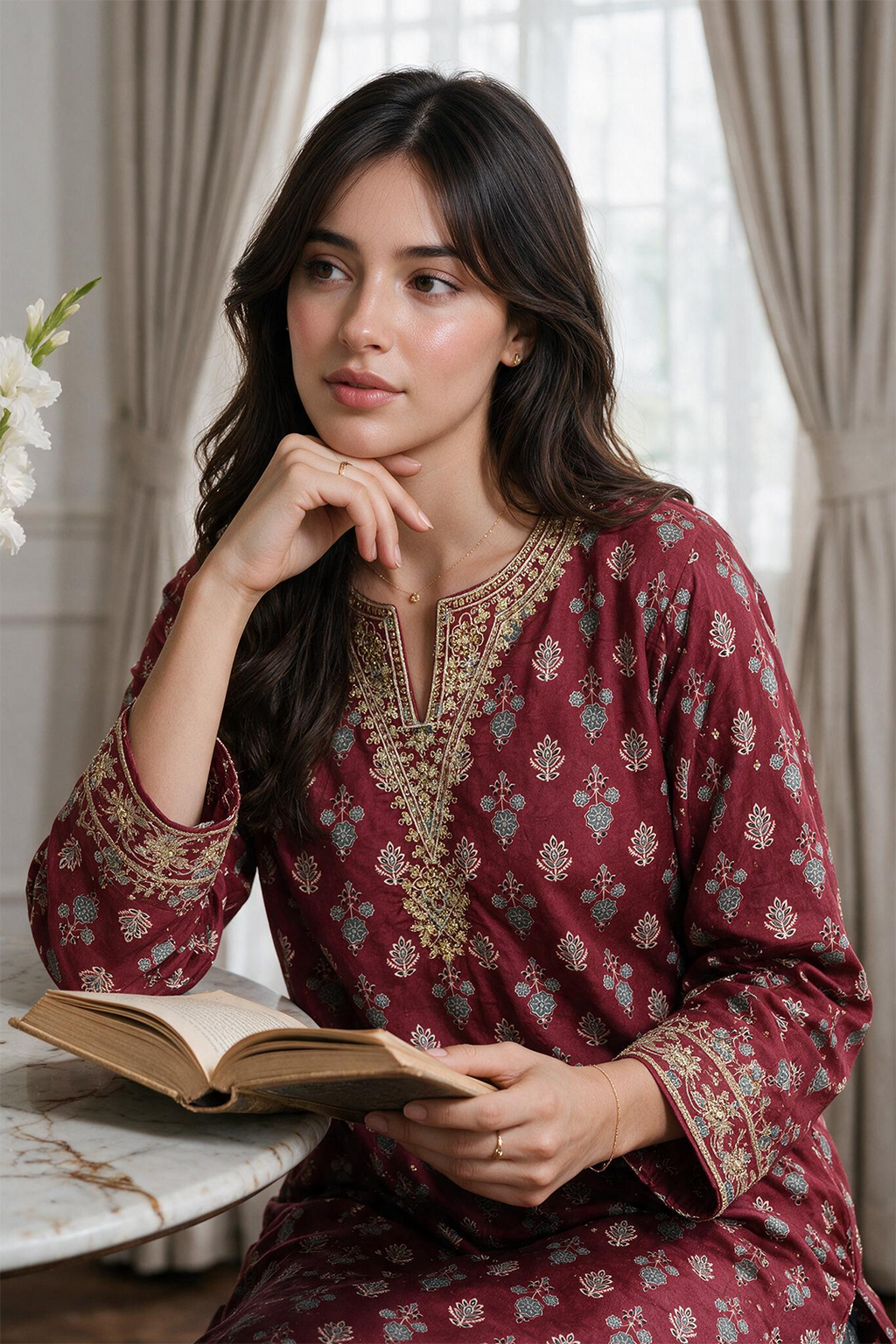 Embroidered Kurta Trouser - 1931