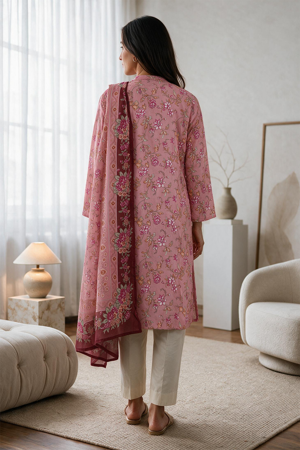 Embroidered Kurta Dupatta - 1941