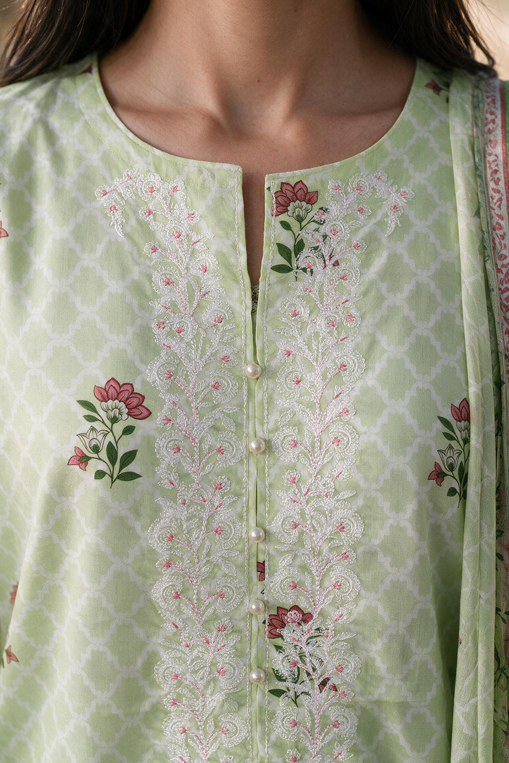Embroidered Kurta Dupatta - 1942