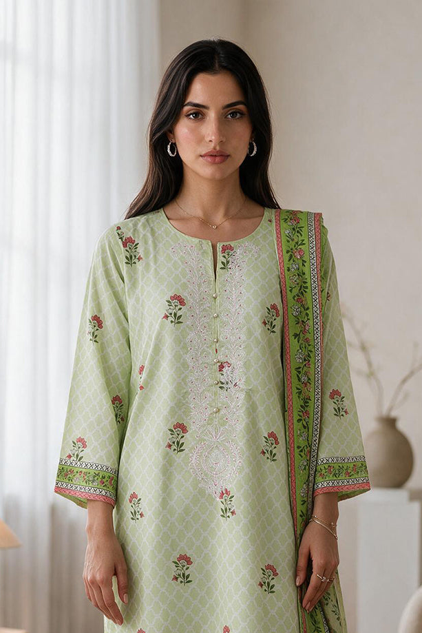 Embroidered Kurta Dupatta - 1942