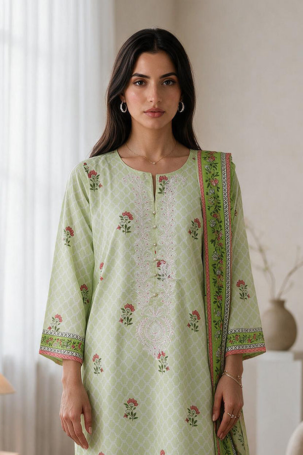 Embroidered Kurta Dupatta - 1942