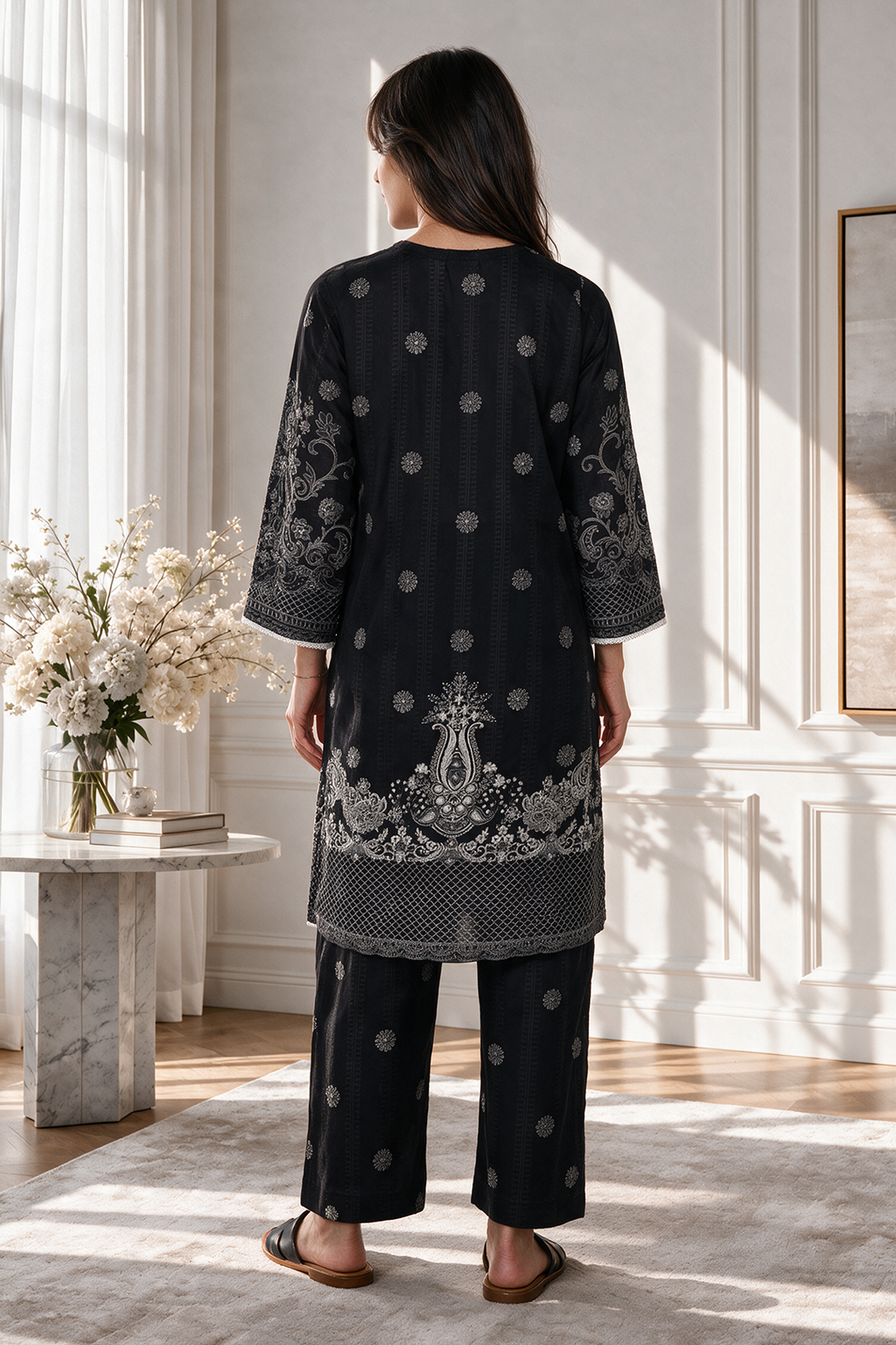 Embroidered Kurta Trouser - 2087