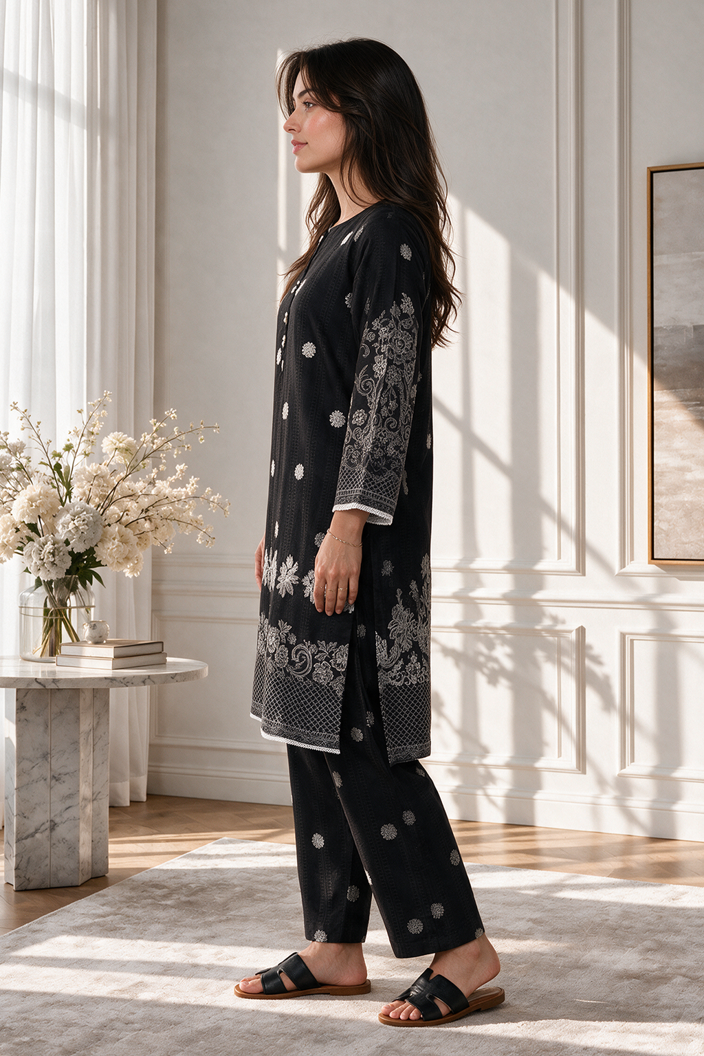 Embroidered Kurta Trouser - 2087