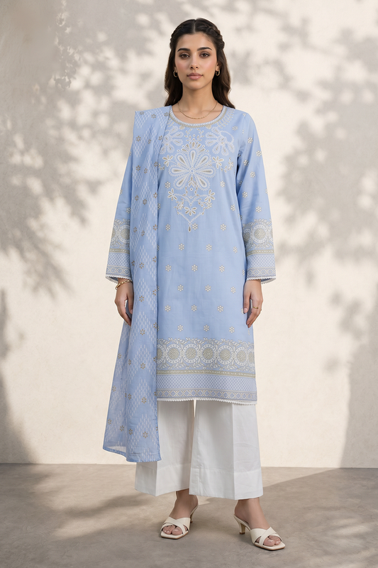 Embroidered Kurta Dupatta - 2122