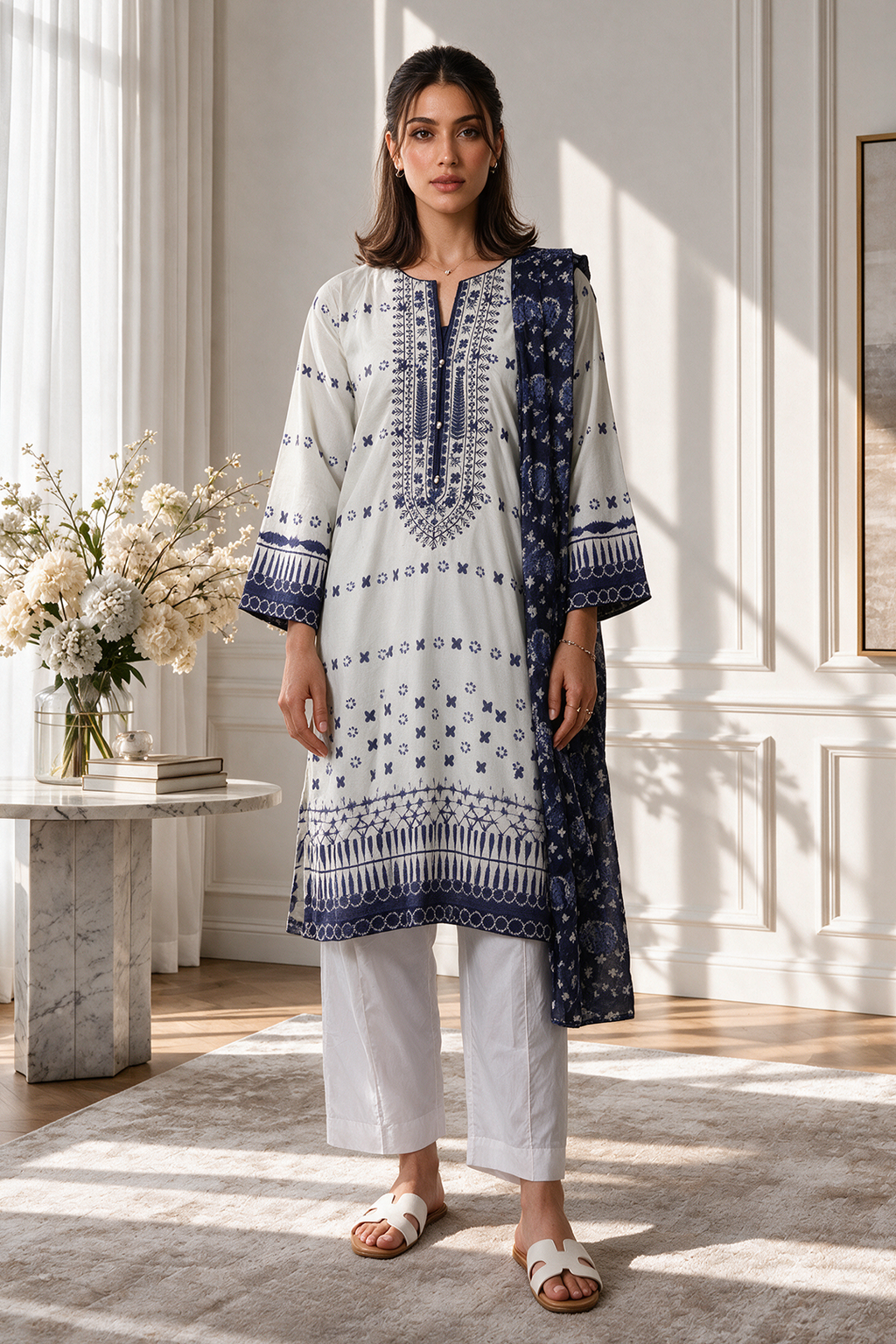 Embroidered Kurta Dupatta - 2124