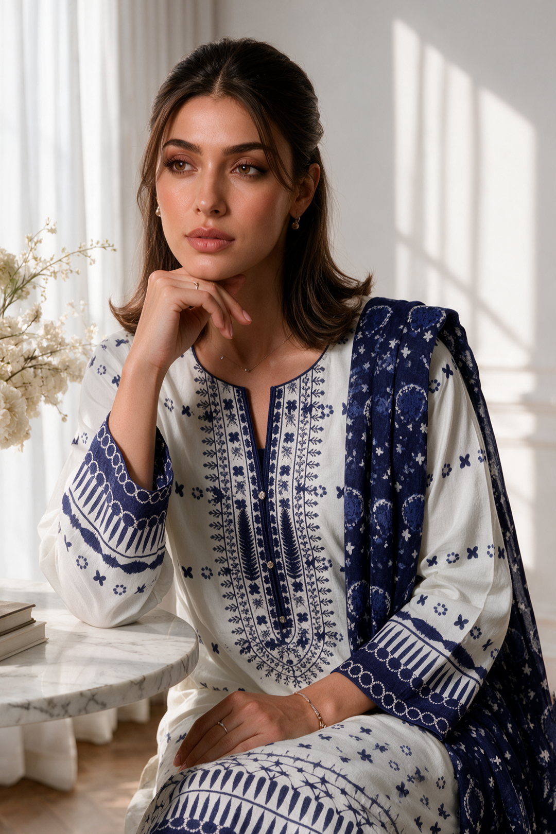 Embroidered Kurta Dupatta - 2124