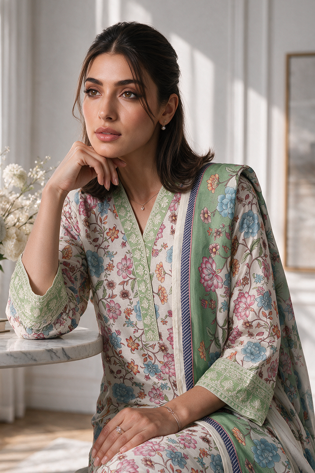 Embroidered Kurta Dupatta - 2129