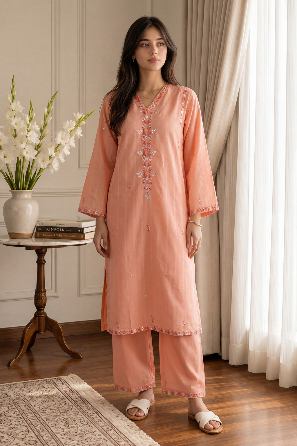 Embroidered Kurta Trouser - 2376