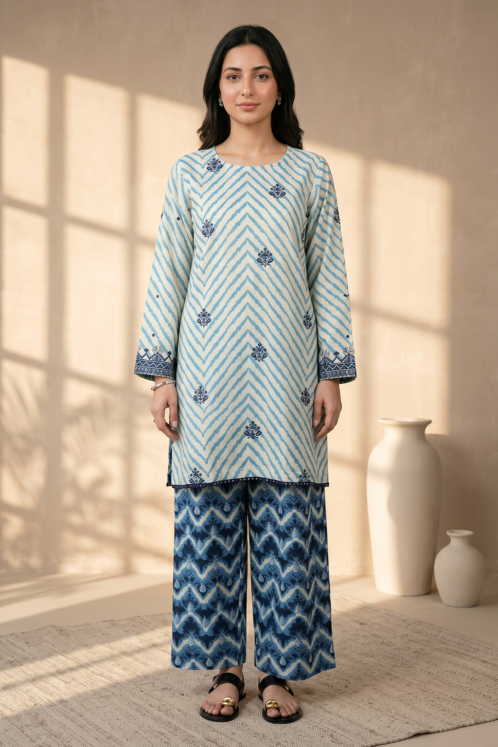 Embroidered Kurta Trouser - 2383