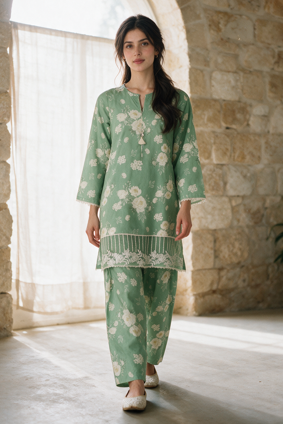 Embroidered Kurta Trouser - 2385