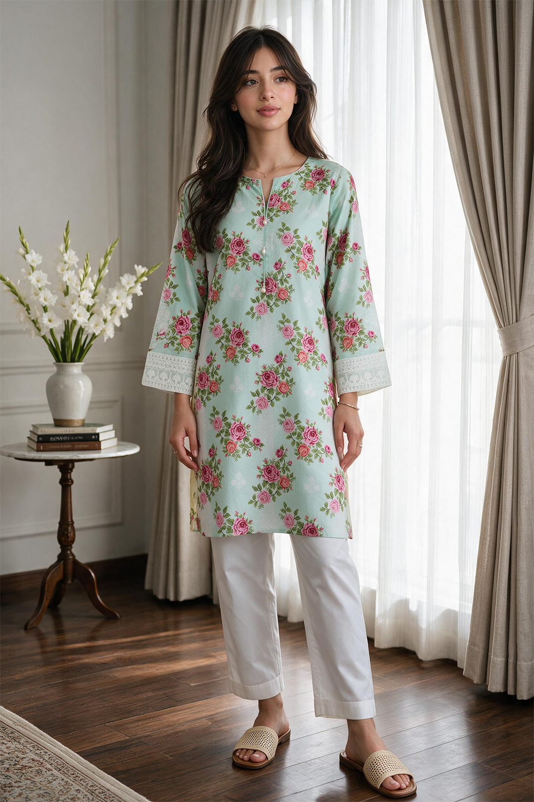 Embroidered Kurta Trouser - 2387