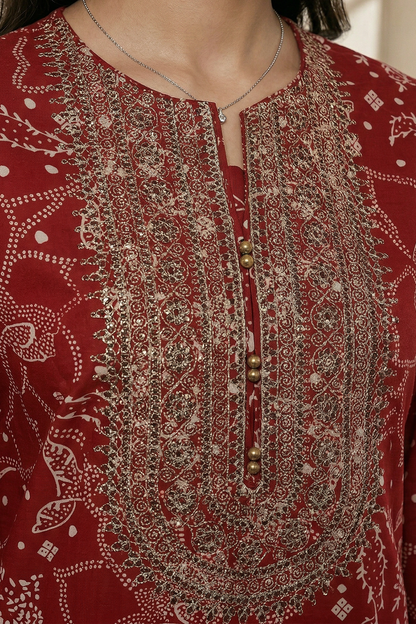 Embroidered Kurta Trouser - 2389
