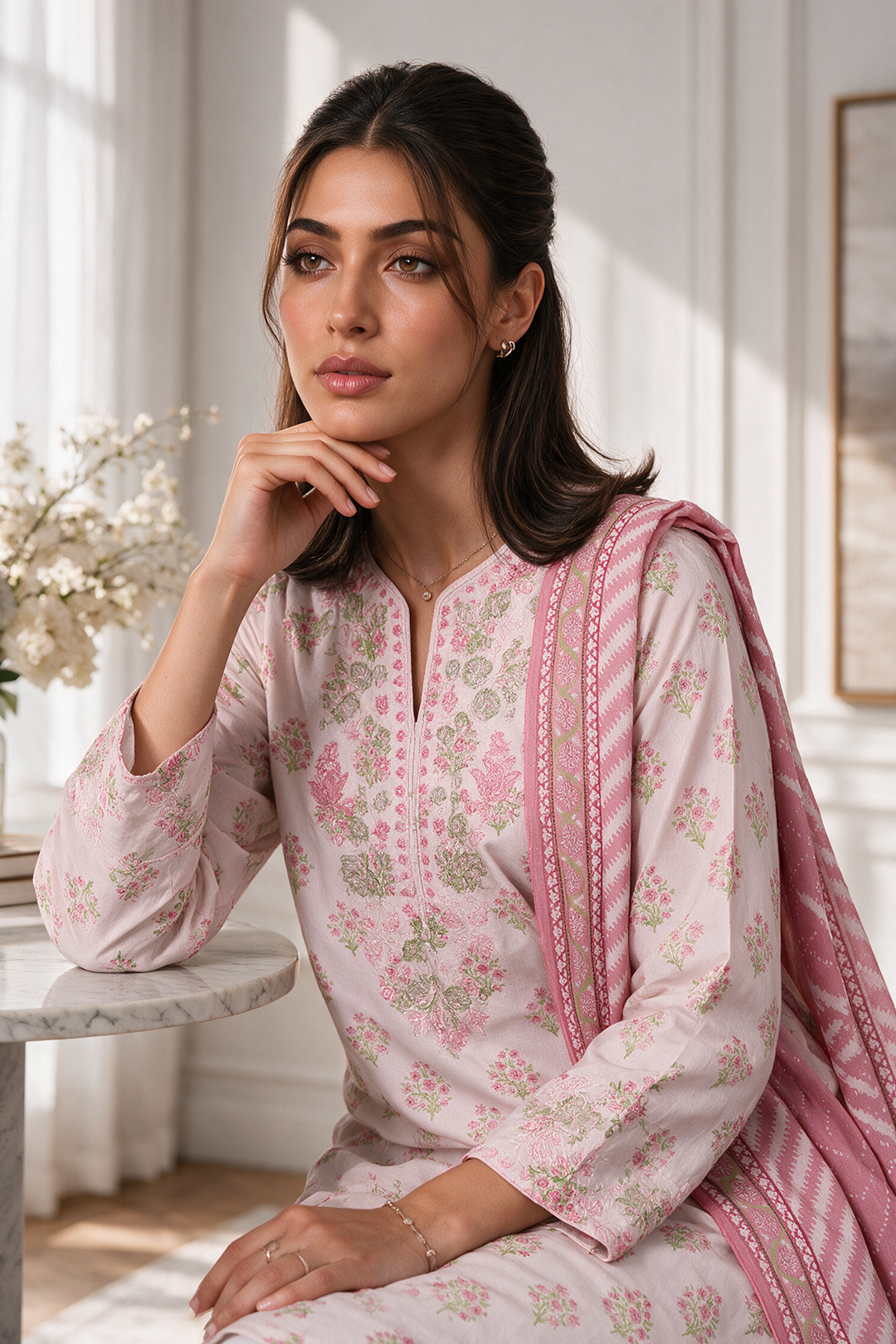 Embroidered Kurta Dupatta - 2420