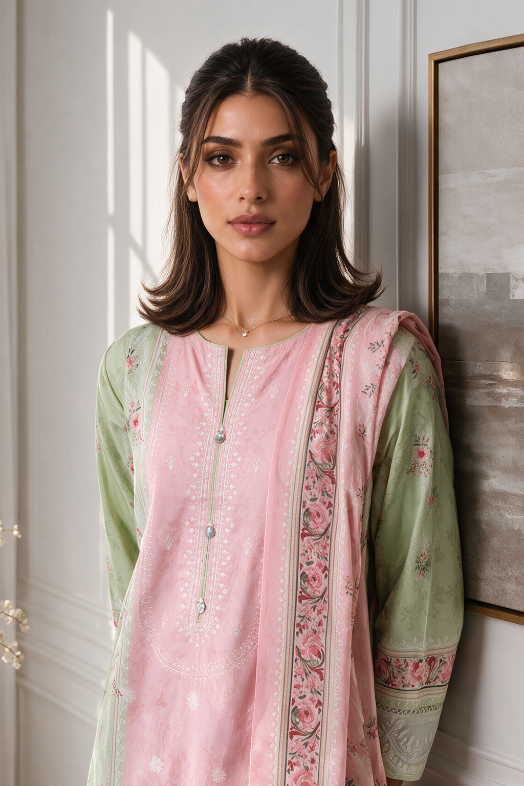 Embroidered Kurta Dupatta - 2423