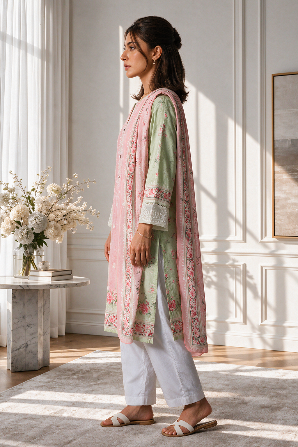 Embroidered Kurta Dupatta - 2423