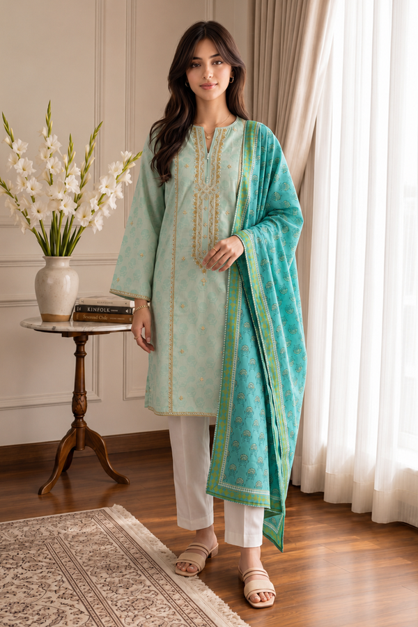 Embroidered Kurta Trouser - 2424