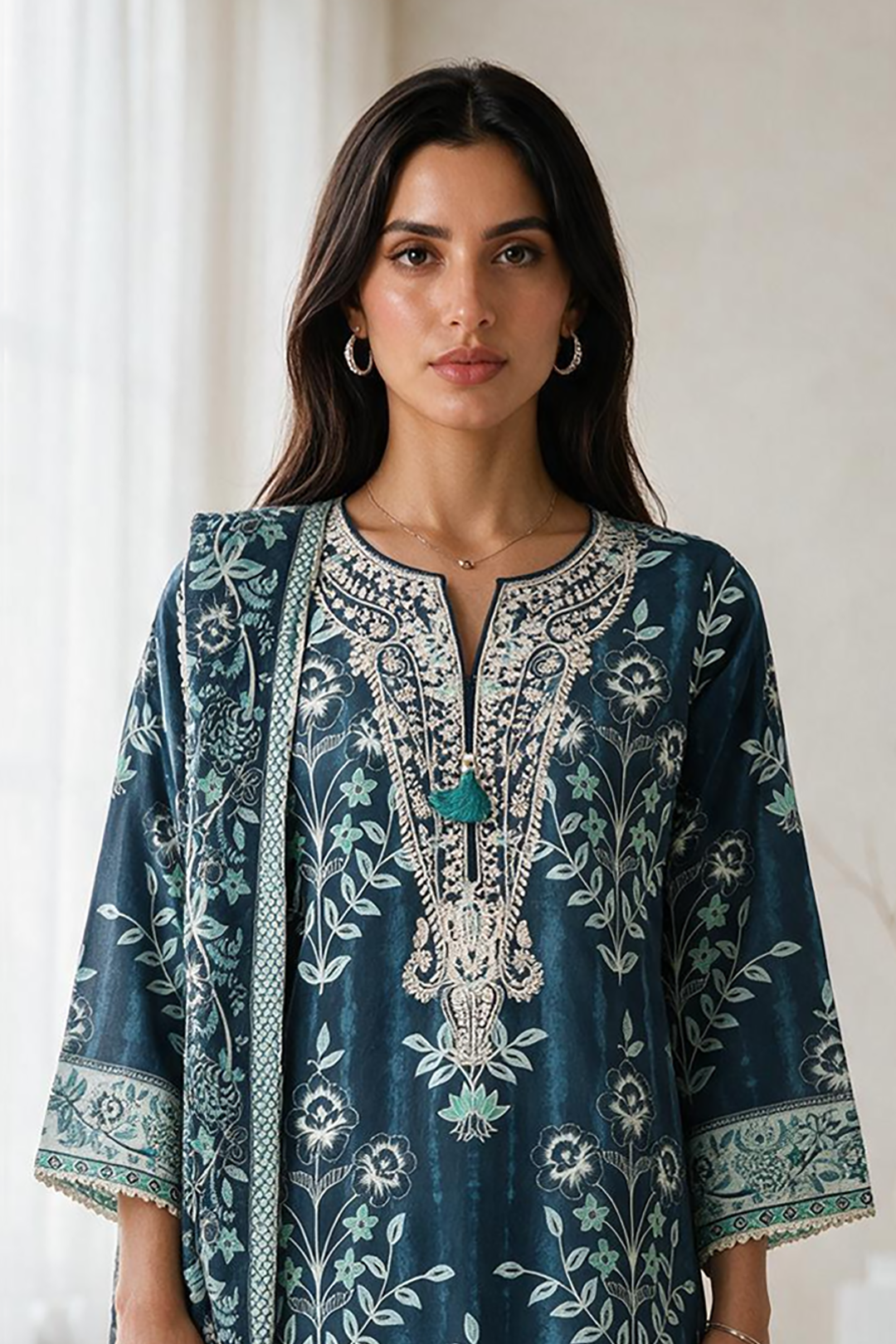 Embroidered Kurta Dupatta - 2425