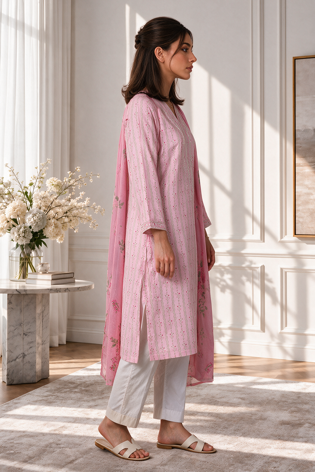 Embroidered Kurta Dupatta - 2432