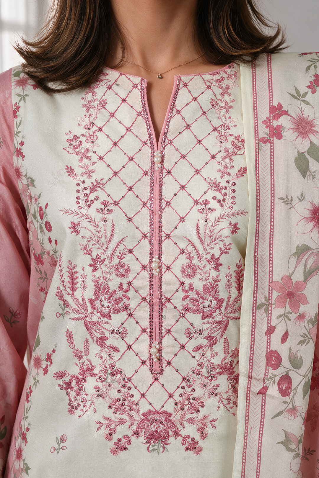 Embroidered Kurta Dupatta - 2435