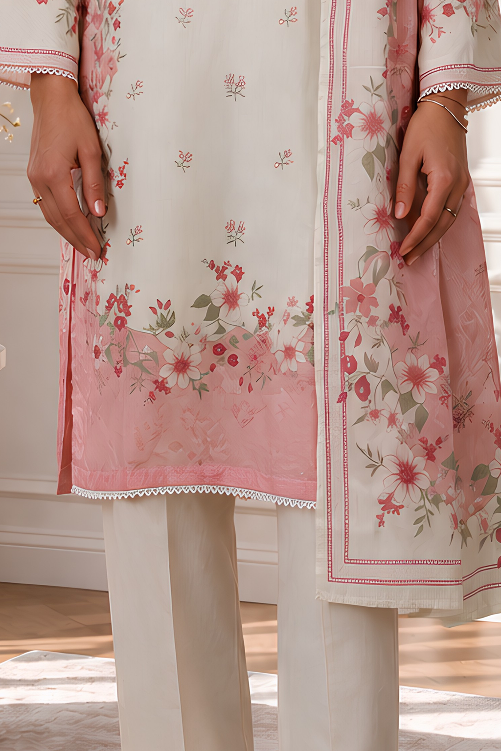 Embroidered Kurta Dupatta - 2435