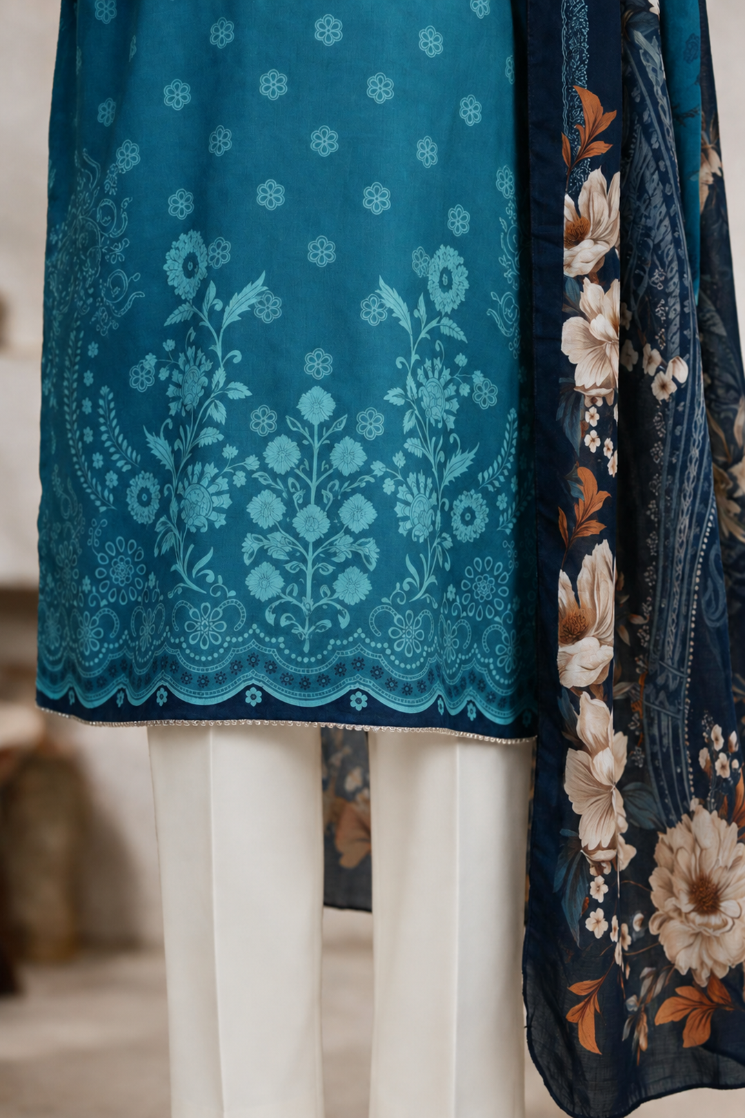 Embroidered Kurta Dupatta - 2437