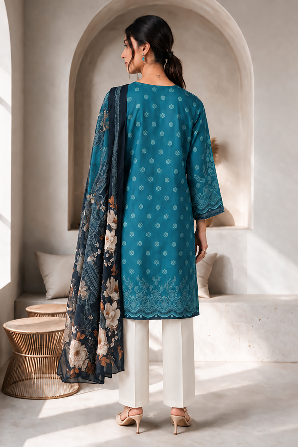 Embroidered Kurta Dupatta - 2437